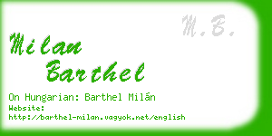 milan barthel business card